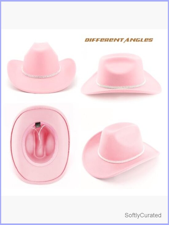 Classic Western Rhinestone Cowboy Hat Wide Brim Felt Fedora Unisex main image 6